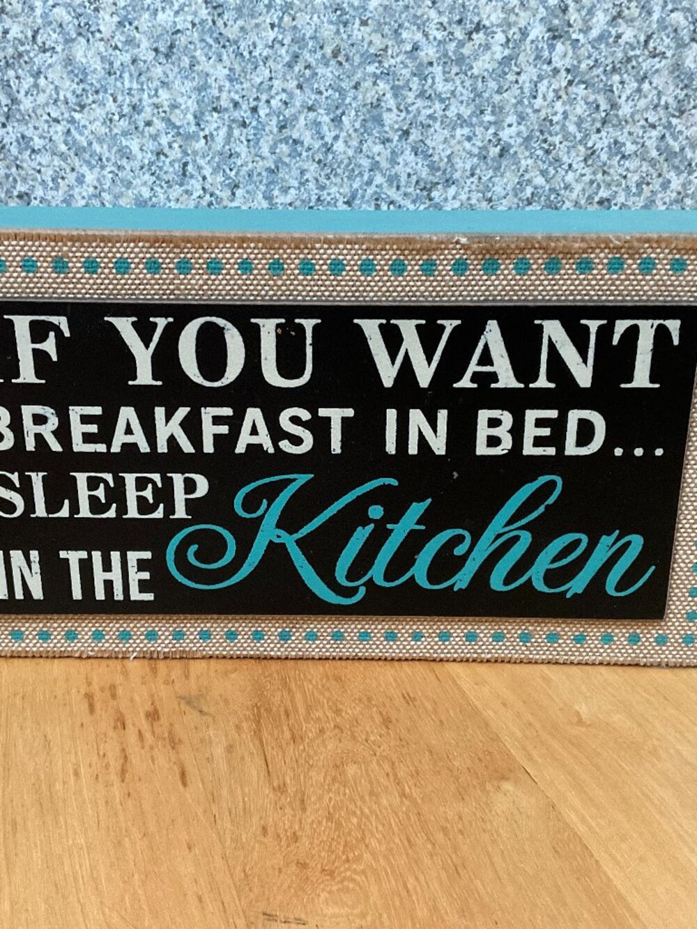 Farmhouse Kitchen Wooden Block Sign Breakfast in Bed Quote